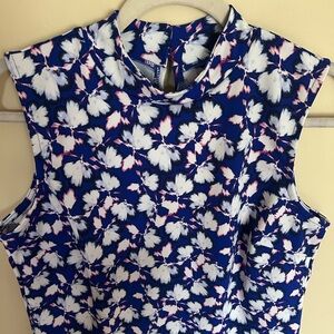 Banana Republic Blue and White Sleeveless Peplum Top